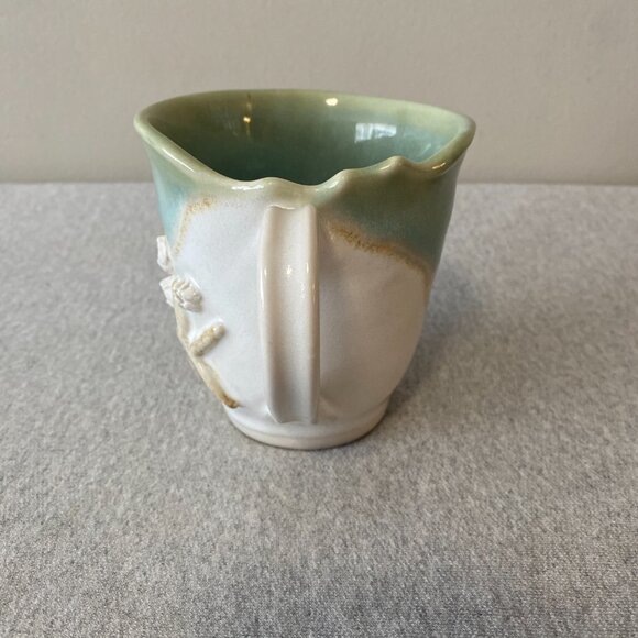 Artisan Starfish Barnacles Seaside Coastal Theme Ceramic Textured Coffee Mug - Picture 2 of 7